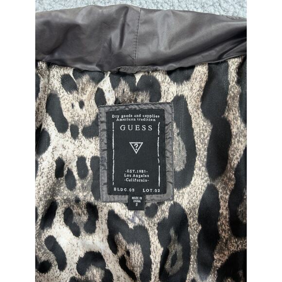 Women's GUESS Gray Puffer Jacket Size S Leopard Print Inside Check Diamond Dsgn - Picture 7 of 12